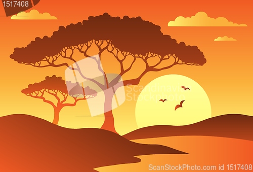 Image of Savannah scenery with trees 1
