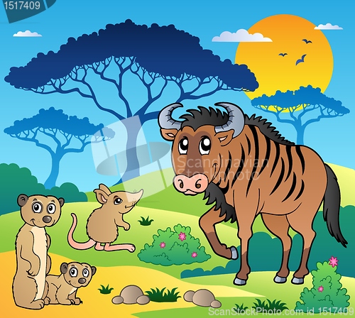 Image of Savannah scenery with animals 3