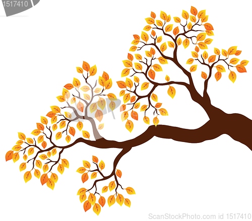 Image of Tree branch with orange leaves 1