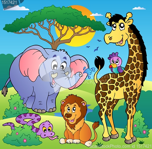 Image of Savannah scenery with animals 2