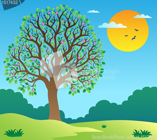 Image of Scenery with leafy tree 1