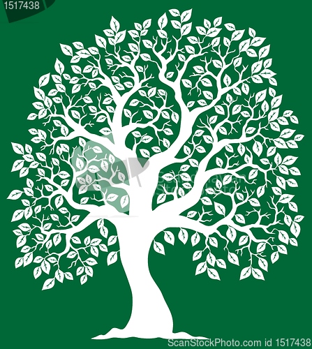 Image of White tree on green background 2