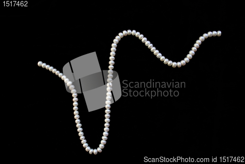 Image of White pearls on the black silk 