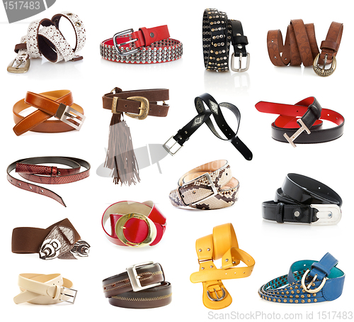 Image of Leather belts isolated on the white