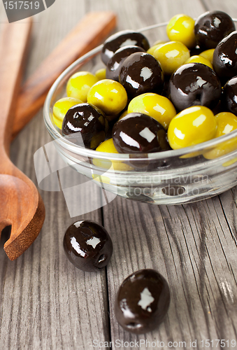 Image of Olives on a wooden table