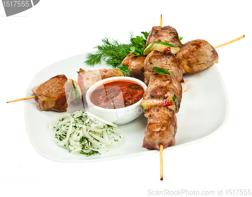 Image of Tasty grilled meat, shish kebab