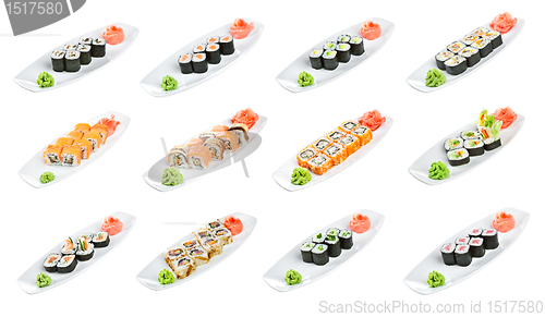 Image of Sushi (Roll Assorted) on a white background