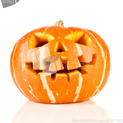 Image of halloween, old jack-o-lantern on white
