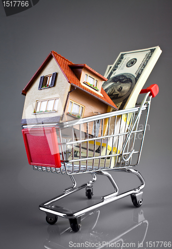 Image of shopping cart and house