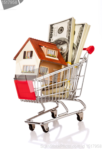 Image of shopping cart and house