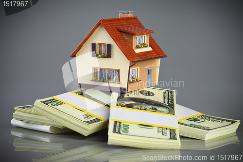 Image of house on packs of banknotes