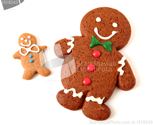 Image of Gingerbread man cookies on white background