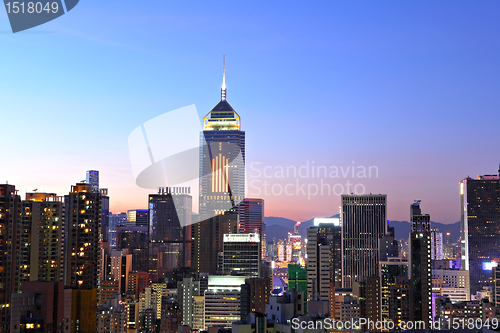 Image of Hong Kong with crowded buildings at night