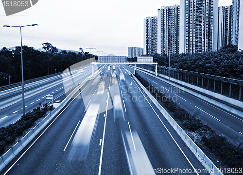 Image of Traffic on highway in blue