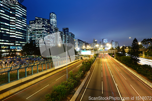 Image of light trails in mega city highway