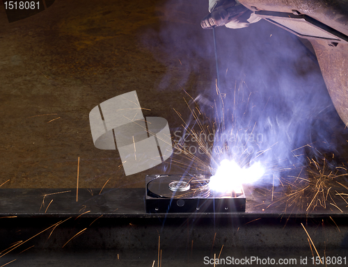 Image of welding on a hard drive