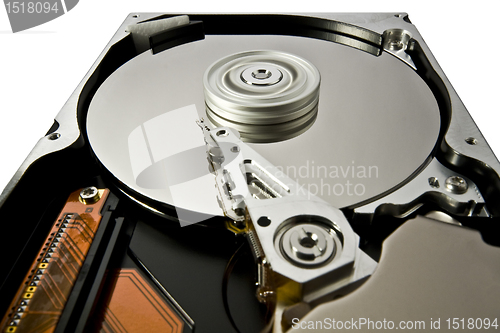 Image of hard disk with rotating platter