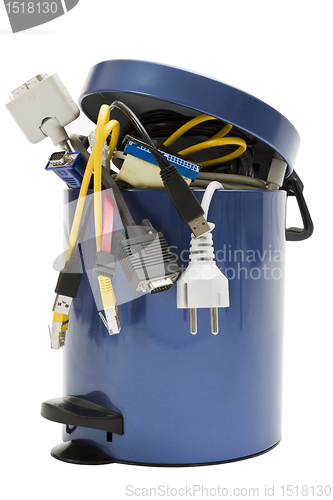 Image of trashcan with electronic waste