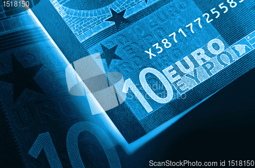 Image of x-ray euro money abstract background