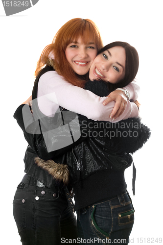 Image of Portrait of two happy young women