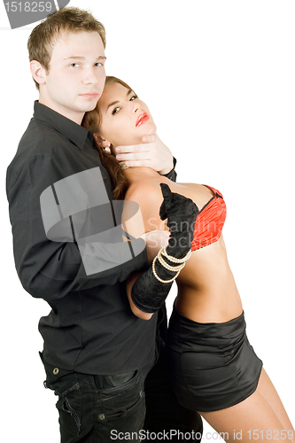 Image of man embracing pretty woman