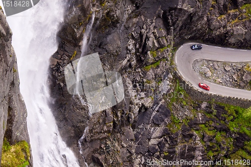 Image of Trollstigen pass waterfall