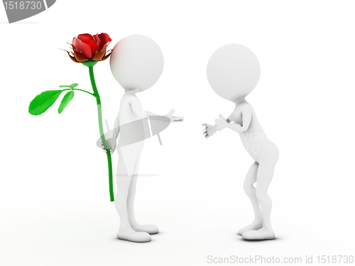 Image of Man giving a woman a rose, a sign of love