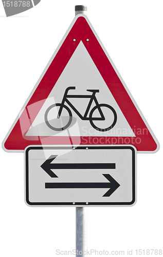 Image of bicycles crossing - traffic sign  (clipping path included)