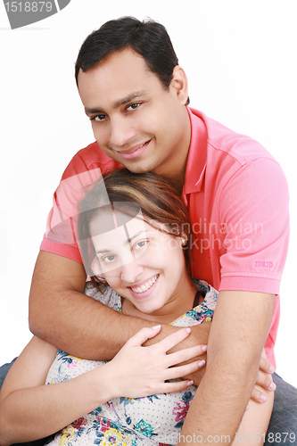 Image of Young happy couple on white background 