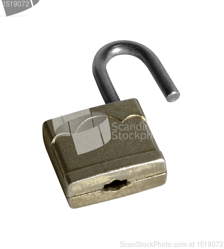 Image of open small padlock reclined