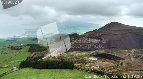 Image of cloudy aerial view at the Azores