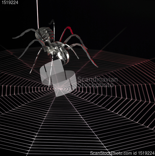 Image of metal spider and web