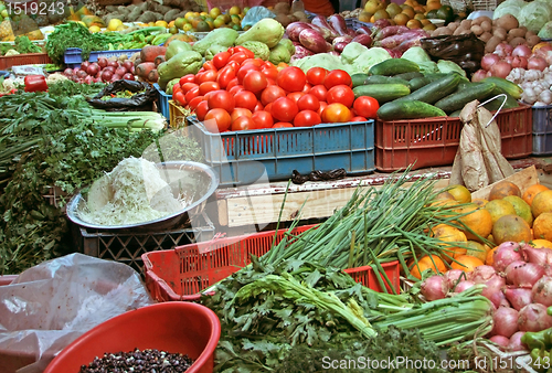 Image of market stand with fruits and vegetables