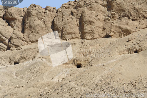 Image of rock cut tombs in Egypt