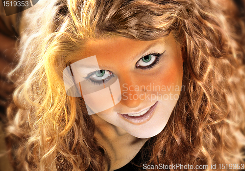 Image of bodypainted tiger girl portrait