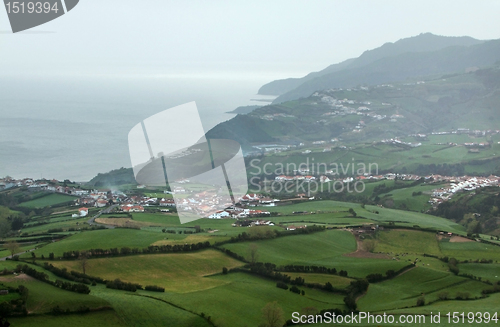 Image of high angle coastal scenery at the Azores