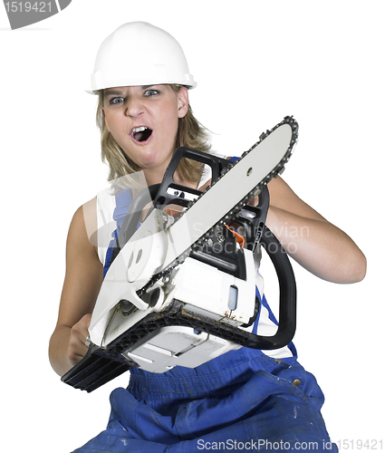 Image of aggressive chain saw girl