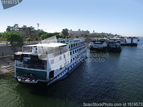 Image of passenger ships on the Nile near Luxor