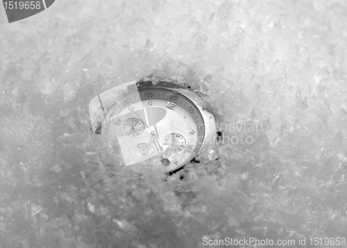 Image of wristwatch in the snow