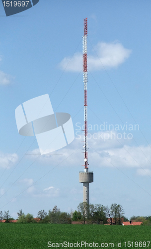 Image of radio tower in rural surrounding