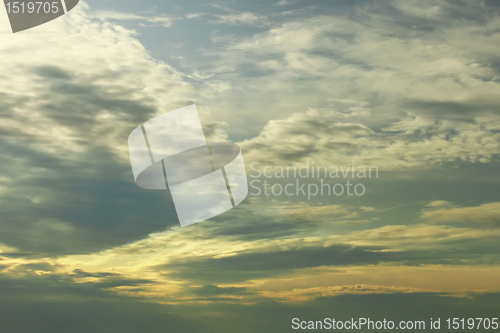 Image of Dramatic cloudscape at sunset