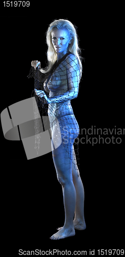 Image of blue bodypainted woman