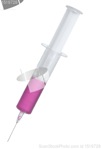 Image of syringe filled with pink fluid