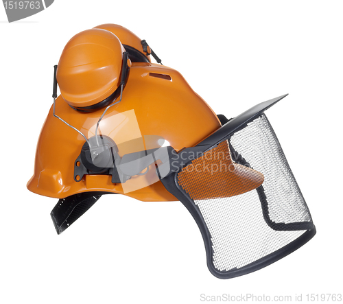 Image of protective helmet in white back