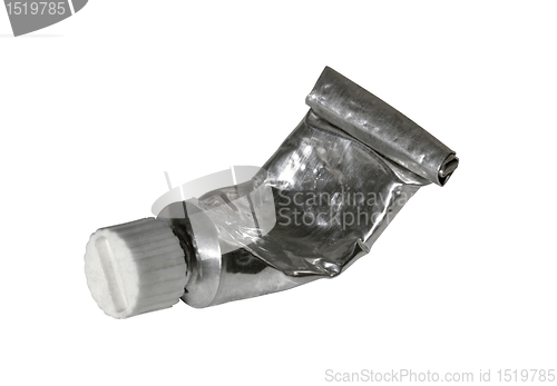 Image of closed old metallic paint tube