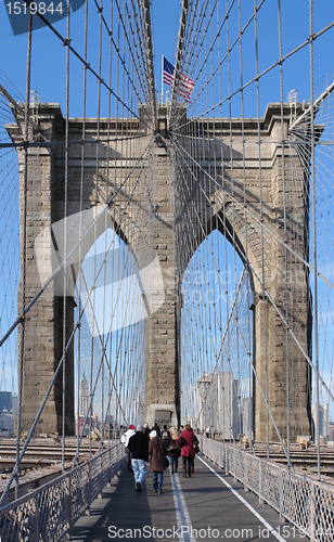 Image of walking over Brooklyn Bridge