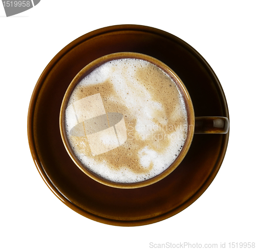 Image of brown porcelain cup with marbled milk froth