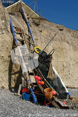 Image of rubber boat and equipment