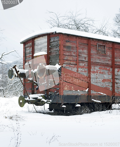 Image of old railway car at winter time