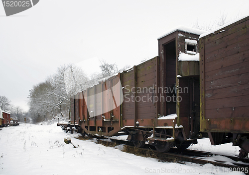 Image of old railway car at winter time